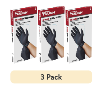 (3 pack) Hyper Tough Disposable Nitrile Gloves, 30CT, Size Large, One Size Fits Most