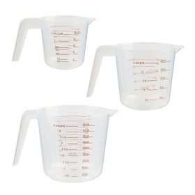 3-Piece Tapered Spout Nesting Plastic Measuring Cups Set, Clear