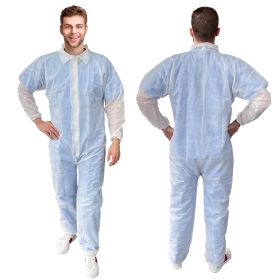 White Disposable Coveralls for Men & Women, Large. Pack of 1 Lab Coveralls Disposable. 40 GSM Polypropylene Painters Suit Disposable with Zipper