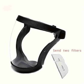 Super Protective Face Shield Anti-Fog Full Face Safety Shield Unisex All-Inclusive Face Protection with Detachable Flter (Color: Black)