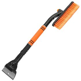 3 In 1 Windshield Ice Scraper Extendable Car Snow Removal Tool Telescoping Car Broom Snow Shovel Automobile Frost Removal (Color: Orange, size: One size)